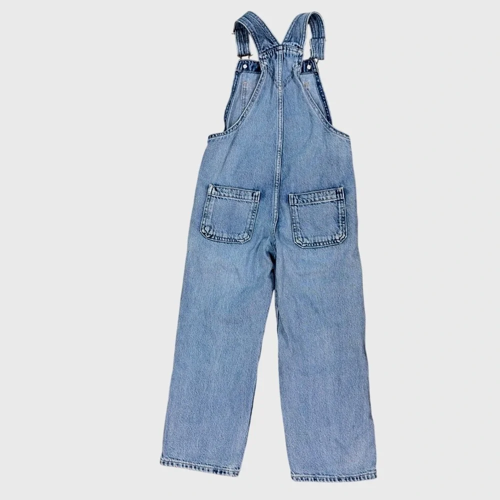Gap Kids‎ Overalls Denim Bib Adjustable Straps 6-7 Light Blue Classic Workwear